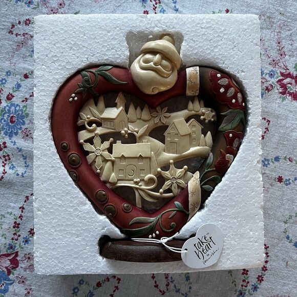 Take Heart Santa 2008 Enesco At Christmas All Roads Lead Home Village Scene - Picture 6 of 7